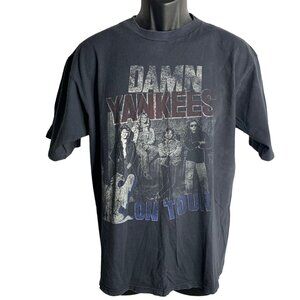 Vintage 90s Damn Yankees T Shirt XL Black Crewneck Single Stitch Short Sleeve